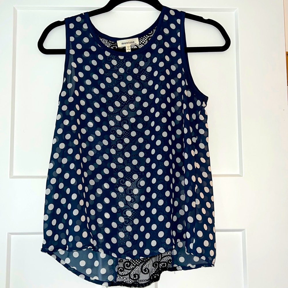 Polka Dot/Lace Tank EUC size S